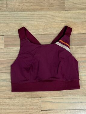 FP Movement by Free People Dark Red Sports Bra with Metallic Stripes, Size Small